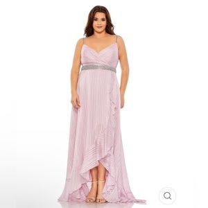 Mac Duggal Light Pink Asymmetrical Gown with Silver Accents